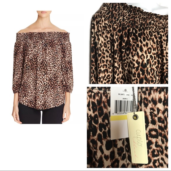 Cupio Tops - Cupio Leopard Print Off The Shoulder Top NWT M
